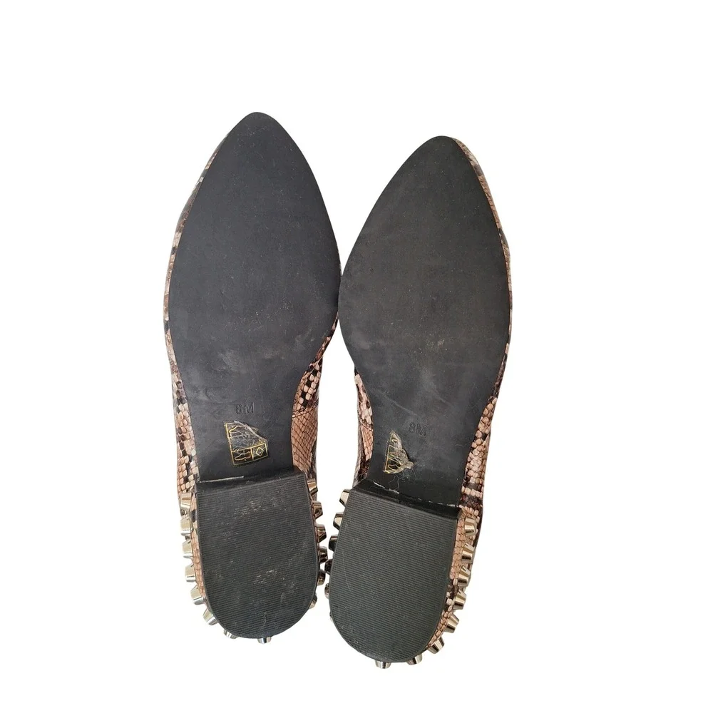 Jeffrey Campbell Snakeskin Studded Pointed Toe Loafers Brown Black Mens 8M